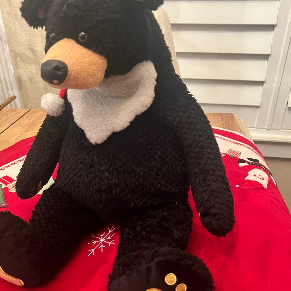 Big sky carvers black bear with Santa hat adorable big, sits 17” tall by 15” - Picture 3 of 5